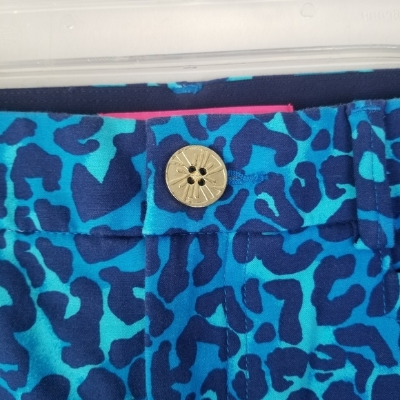 NWT Lilly Pulitzer Kelly Stretch Pant Oyster Bay Navy Leopard Print Size 8 - Picture 8 of 14